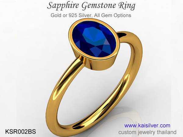 blue sapphire gold ring