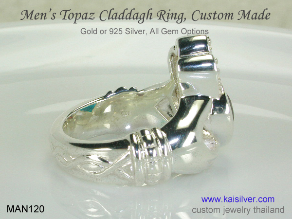 men's ring claddagh gemstone