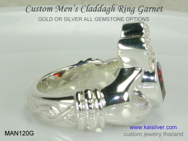men's gemstone ring claddagh