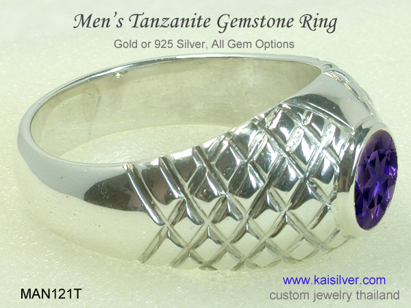 mens tanzanite ring silver or gold