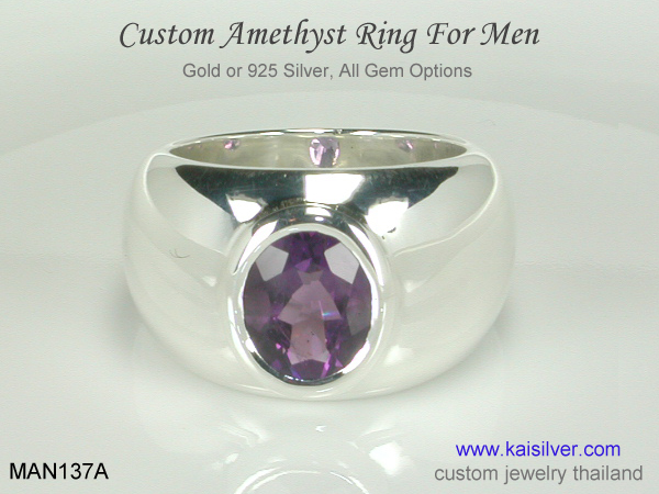 custom men's ring gemstone silver or gold