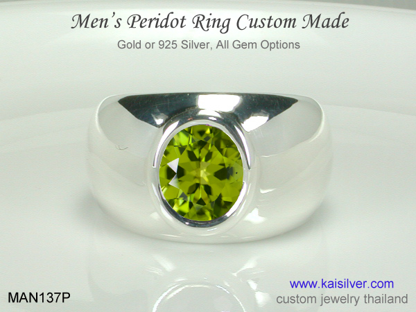 men's peridot gemstone ring
