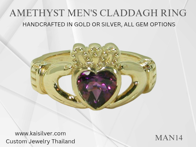 gents claddagh gold ring