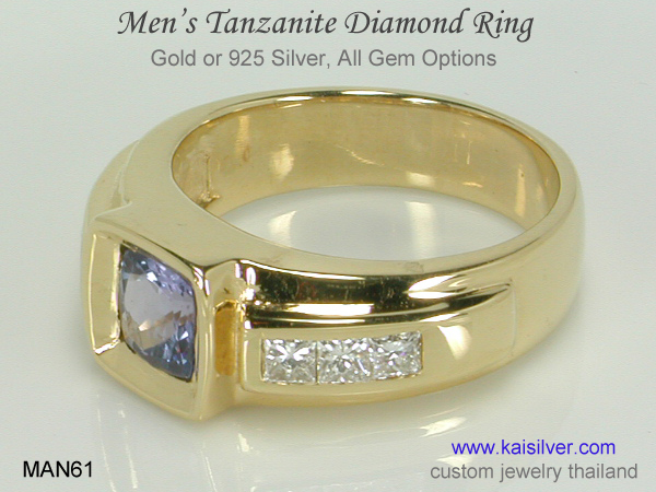 tanzanite gold ring for men