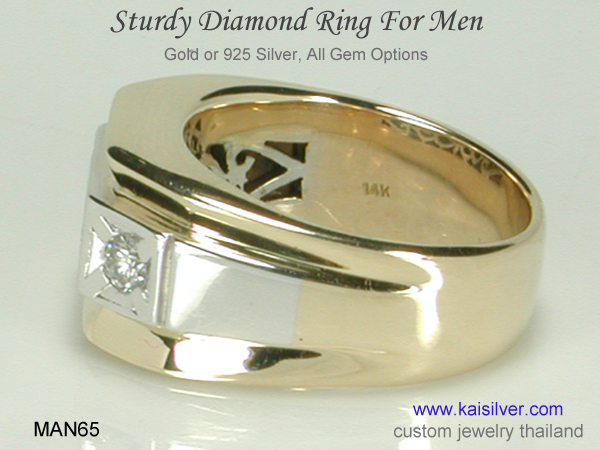 men's diamond ring gold silver