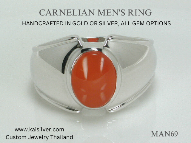 carnelian ring for men silver or gold