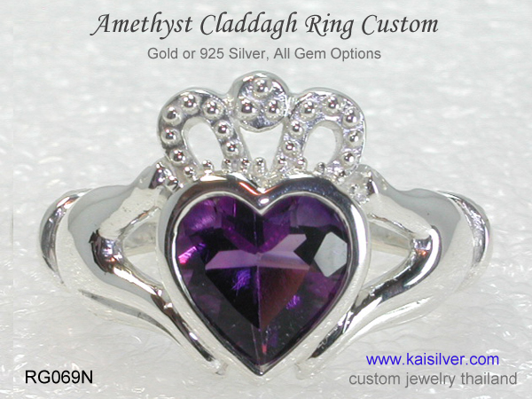 amethyst ring heart claddagh 