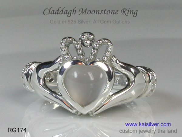 moonstone ring claddagh