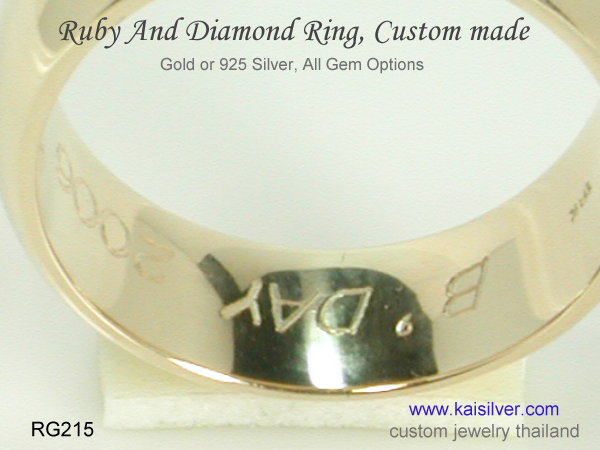 band ring with gemstone ruby 
