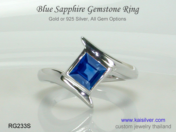 blue sapphire ring white gold
