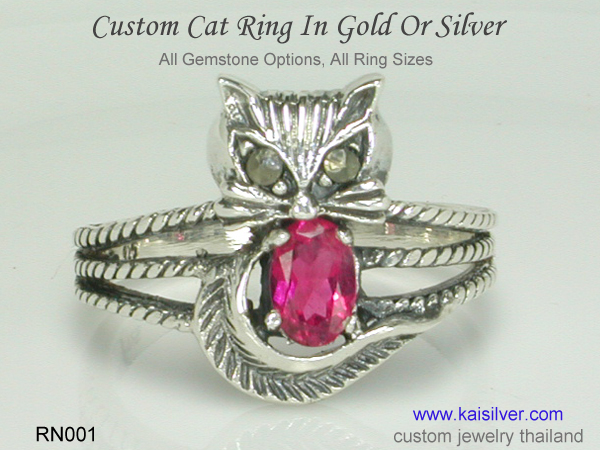cat ring silver or gold